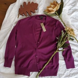 J. Crew 3/4 sleeve purple cardigan NWT!